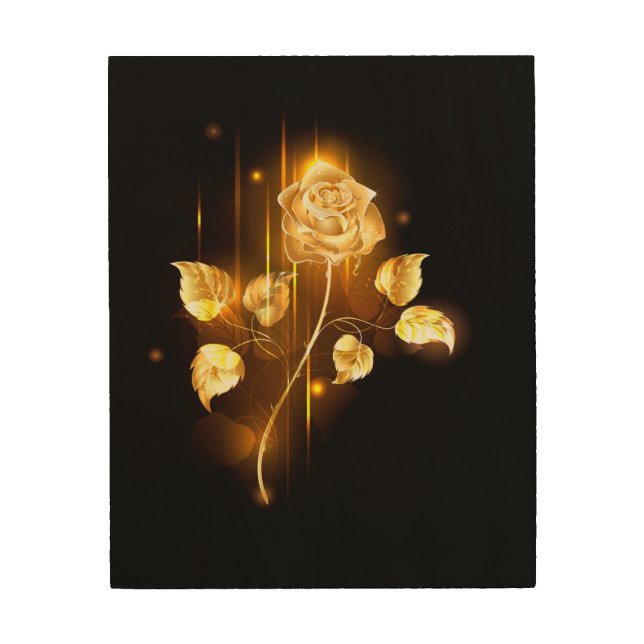 Golden rose ( gold rose ) wood wall art (Front)