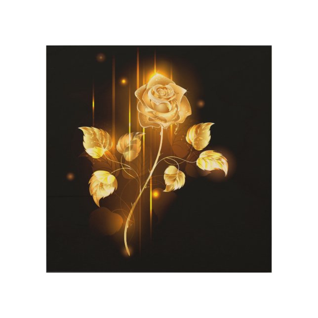 Golden rose ( gold rose ) wood wall art (Front)