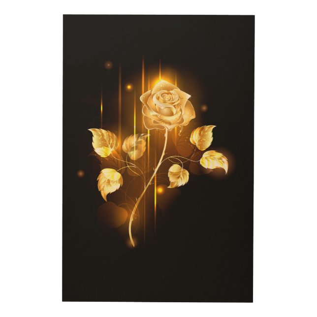 Golden rose ( gold rose ) wood wall art (Front)