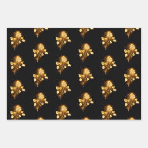Golden rose ( gold rose ) wrapping paper sheets