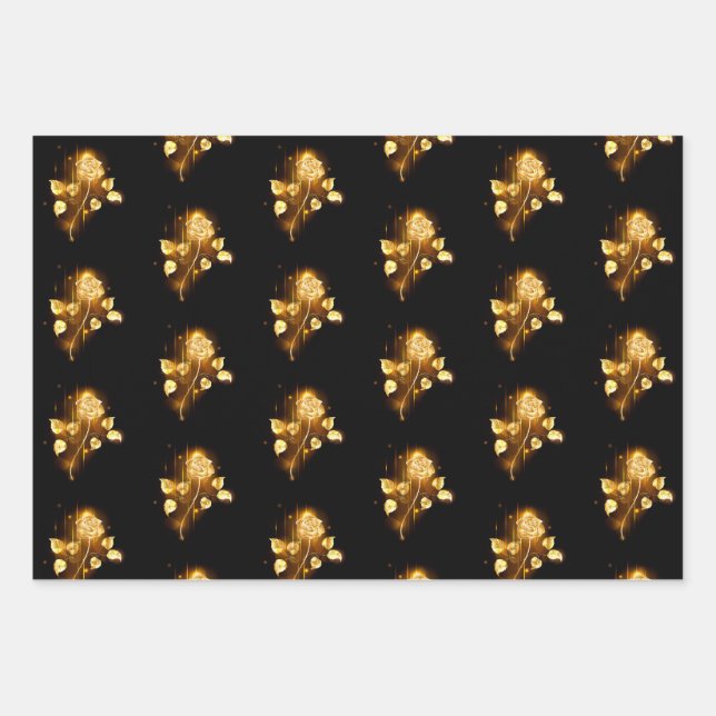 Golden rose ( gold rose ) wrapping paper sheets (Front)