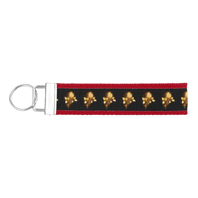 Golden rose ( gold rose ) wrist keychain (Keys on Left)