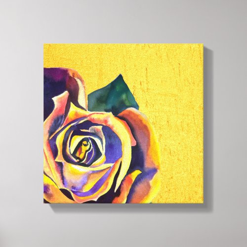 Golden Rose Gothic watercolor art Canvas Print