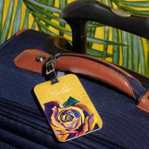 Golden Rose Gothic watercolor art Luggage Tag