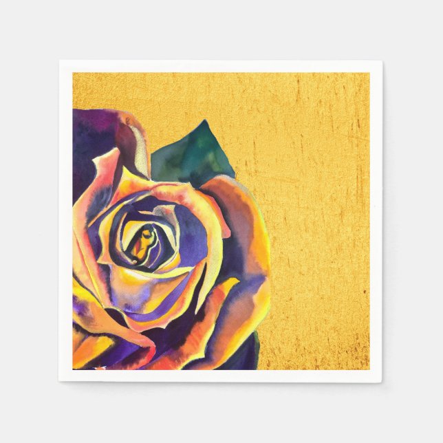 Golden Rose Gothic watercolor art Napkins (Front)