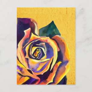 Golden Rose Gothic watercolor art Postcard