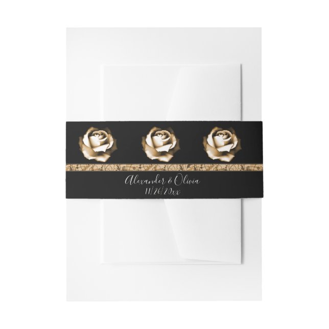 Golden Rose Invitation Belly Band (Front Example)