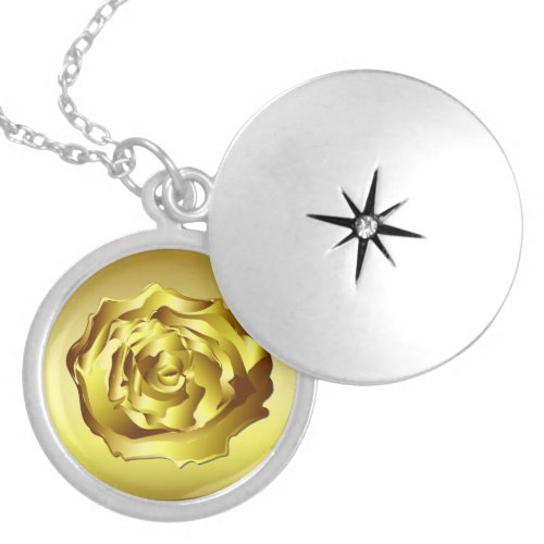 Golden Rose Locket Necklace