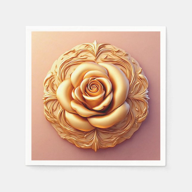 Golden Rose Luxury Table Setting Napkins (Front)