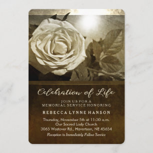 Golden Rose Nostalgia Memorial Service Invitation