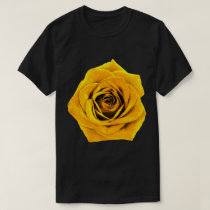 Golden Rose on black T-Shirt
