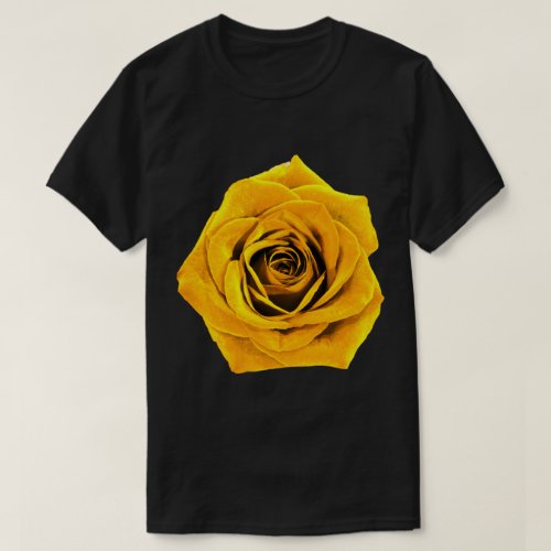 Golden Rose on black T_Shirt
