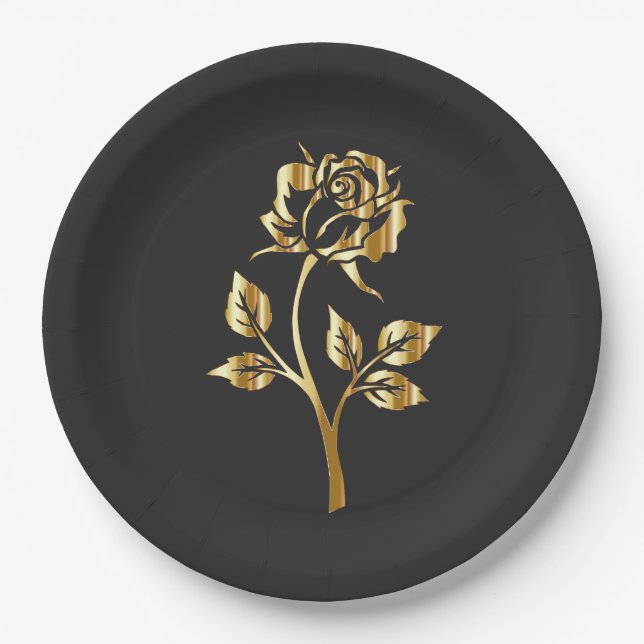 Golden Rose Paper Plates (Front)