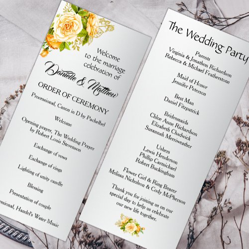 Golden Rose Radiance Silver Wedding Program