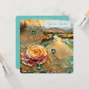 Golden Rose River Valley Sunrise Bridal III Invitation