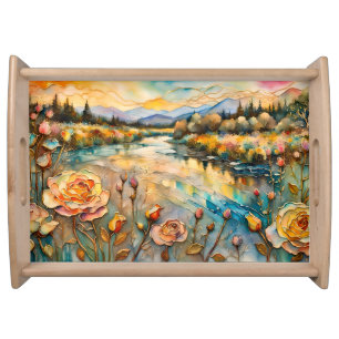 Golden Rose River Valley Sunrise Serving Tray