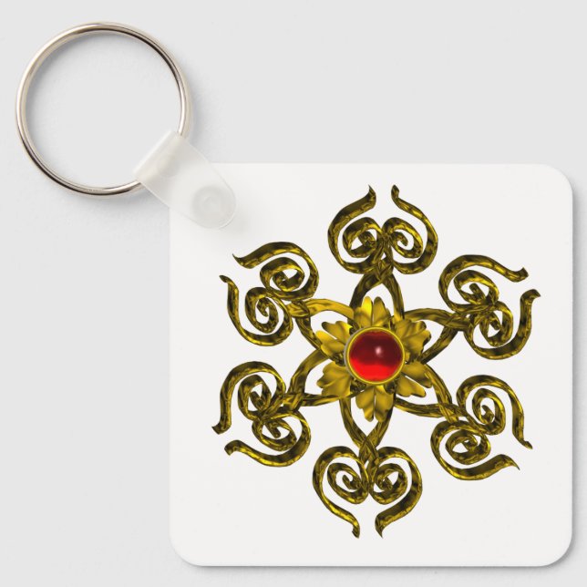 GOLDEN ROSE RUBY KEYCHAIN (Front)