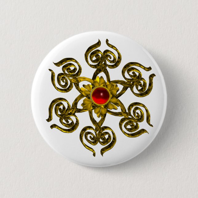 GOLDEN ROSE RUBY PINBACK BUTTON (Front)