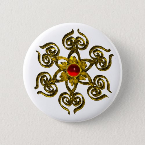 GOLDEN ROSE RUBY PINBACK BUTTON