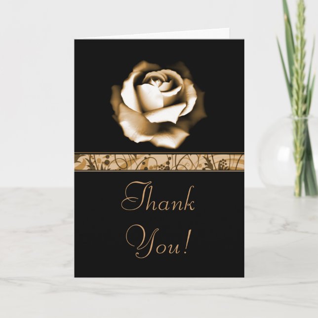 Golden Rose Thank You Card (Front)
