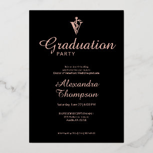 Golden Rose Veterinary Medicine Graduation Party Foil Invitation