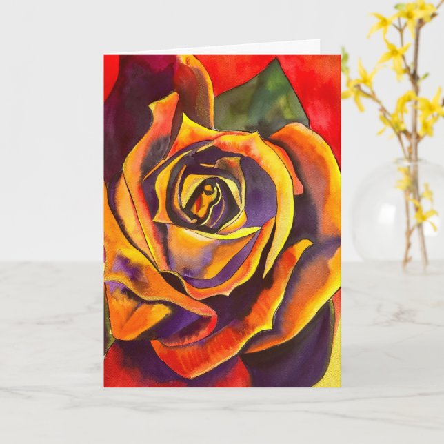 Golden Rose watercolor art Card (Yellow Flower)