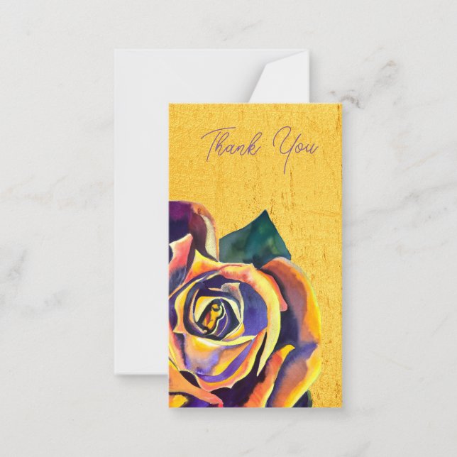 Golden Rose watercolor art Note Card (Front)