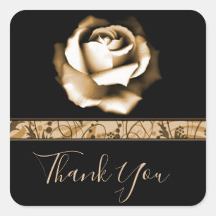 Golden Rose Wedding Thank You Stickers