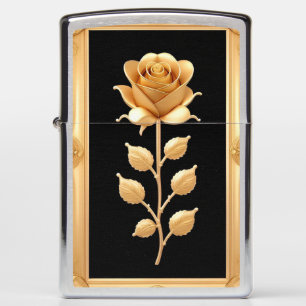 Golden Rose With Elegant Ornate Details Zippo Lighter