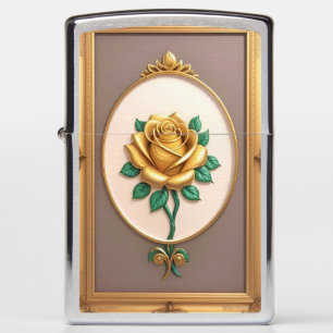 Golden Rose With Elegant Ornate Details Zippo Lighter