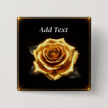 Golden Rose with Glowing Borders Button