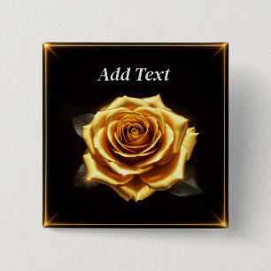 Golden Rose with Glowing Borders Button
