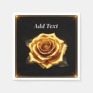 Golden Rose with Glowing Borders Napkins