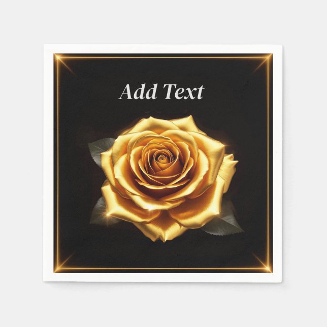 Golden Rose with Glowing Borders Napkins (Front)