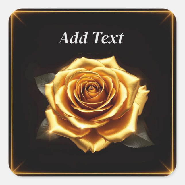 Golden Rose with Glowing Elegance Romantic Gift ✨ Square Sticker (Front)