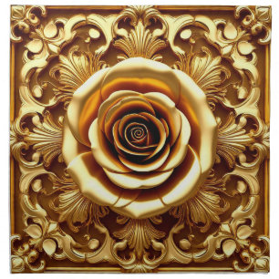 Golden Rose with Ornate Decorative Frame Cloth Napkin