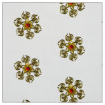 GOLDEN ROSE WITH RED RUBY,White Pattern Fabric