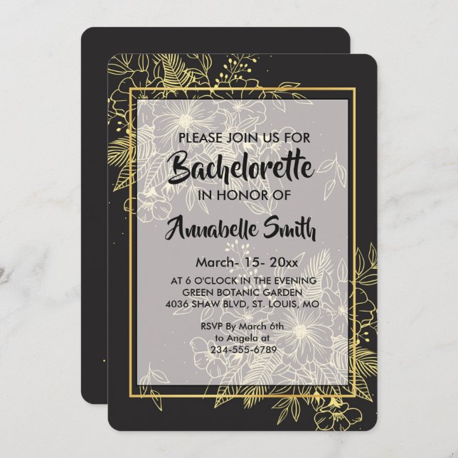 Golden Roses bachelor Invitation (Front/Back)
