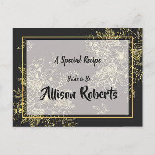 Golden Roses  Bridal Shower Recipe Postcard