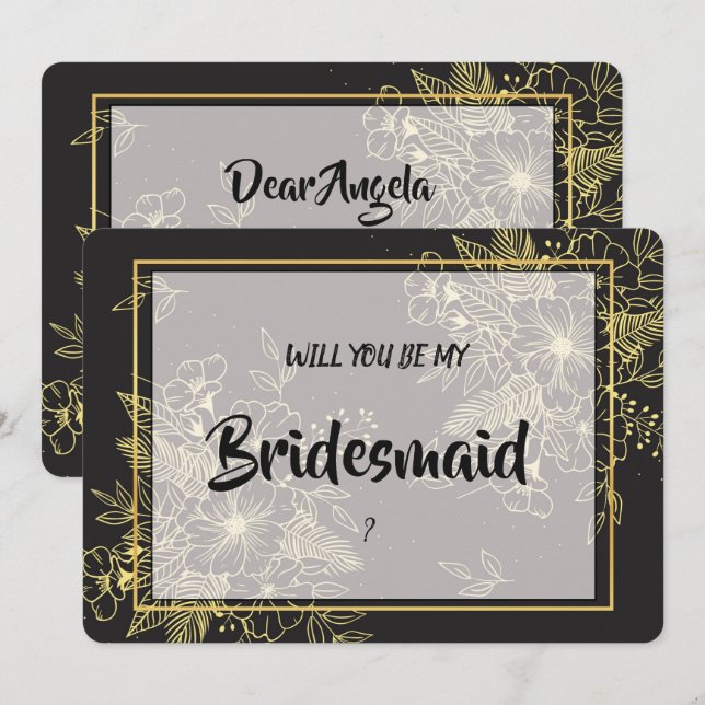 Golden Roses Bridesmaid Invitation (Front/Back)