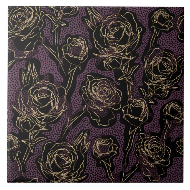 Golden Roses Ceramic Tile (Front)