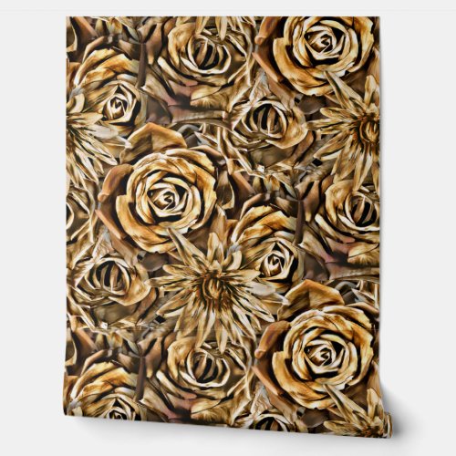 Golden Roses Classy Seamless Floral Pattern Luxury Wallpaper