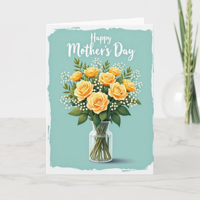 Golden Roses Mothers Day Card (Front)