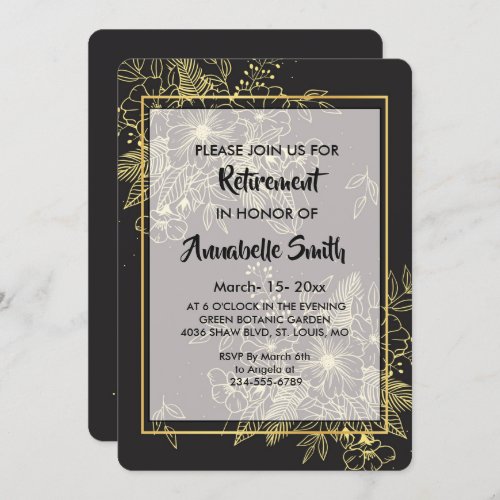 Golden Roses   Retirement Invitation