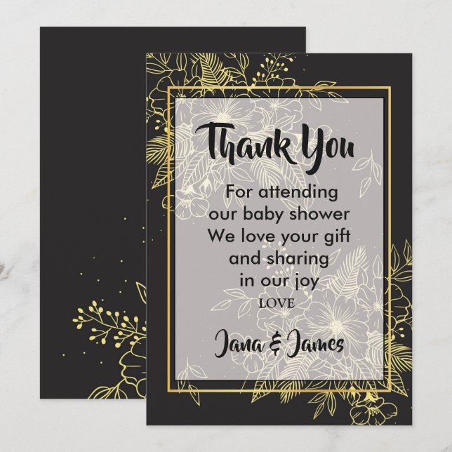 Golden Roses thank you Invitation (Front/Back)