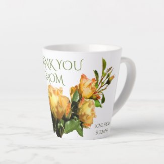 Golden Roses Thank You Latte Mug
