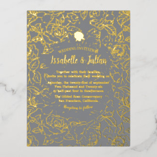 golden roses wedding invitation