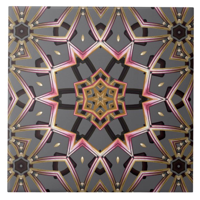 Golden Rosette Ceramic Tile (Front)