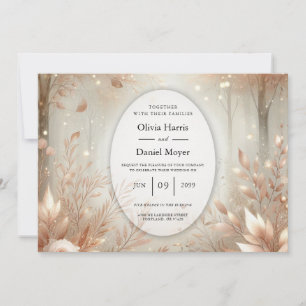 Golden Rosewood Enchanted Forest Wedding Invitation