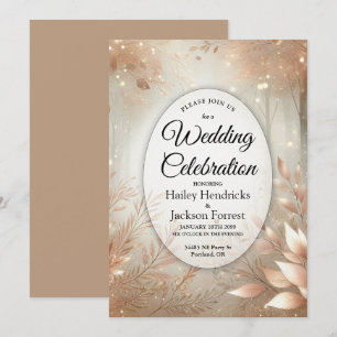 Golden Rosewood Enchanted Forest Wedding Invitation